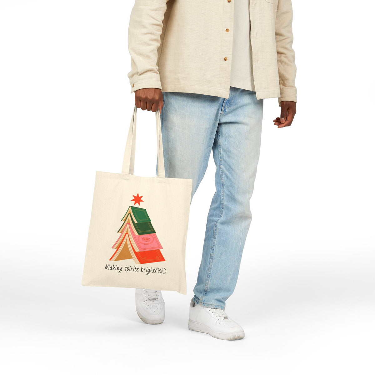 Making Spirits Bright(ish) | Christmas Tote Bag | Holiday Shopping Bag | Funny Christmas Gift | Reusable Holiday Tote
