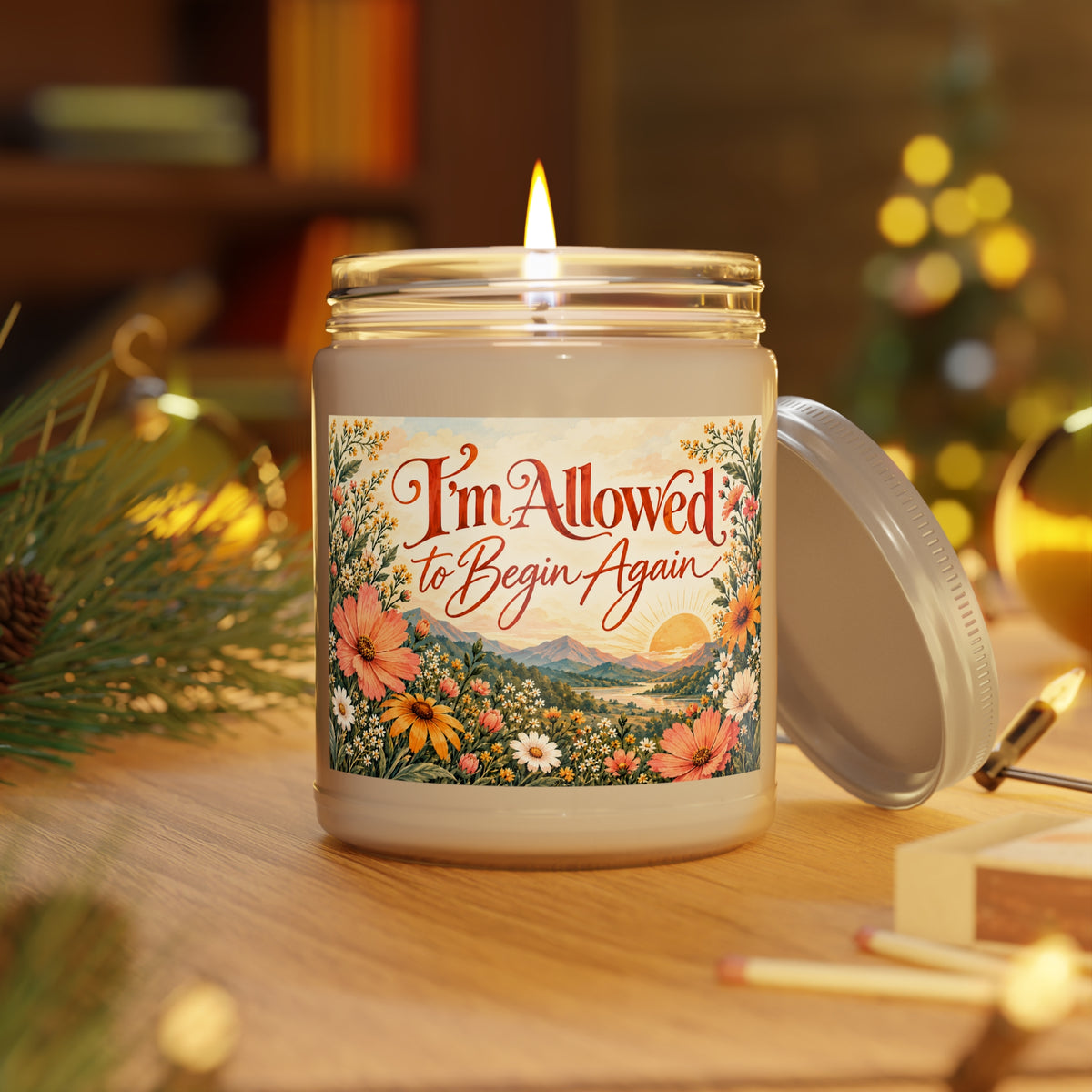 I'm Allowed to Begin Again Candle | Inspirational Gift | Self Care Candle | New Beginnings Gift | Wildflower Decor