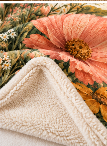 Sherpa Blanket — "I'm Allowed to Begin Again" Floral Inspirational Throw