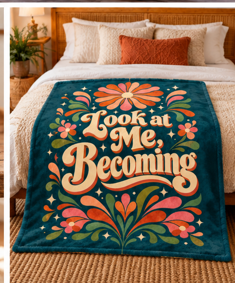 Look at Me, Becoming Sherpa Fleece Blanket — Retro Floral Inspirational Throw