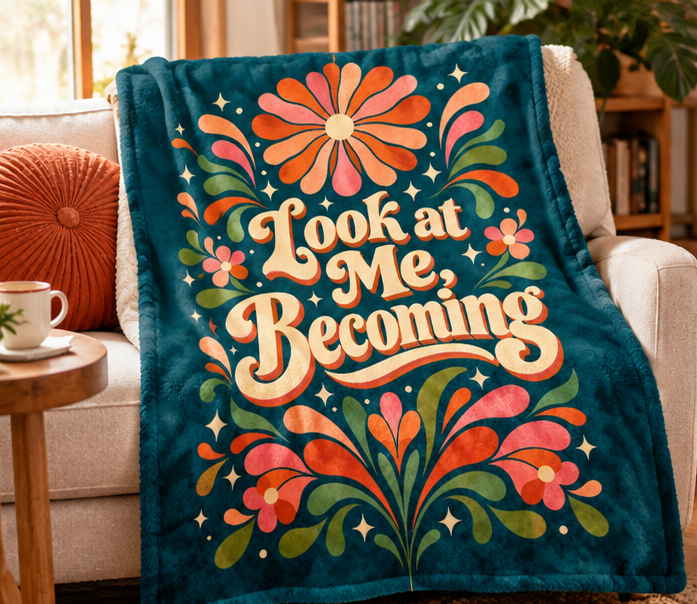 Look at Me, Becoming Sherpa Fleece Blanket — Retro Floral Inspirational Throw