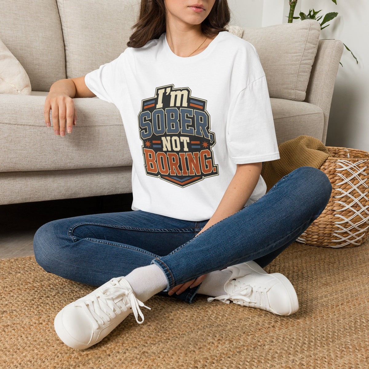 I'm Sober Not Boring T-Shirt — Funny Recovery & Sober Living Tee
