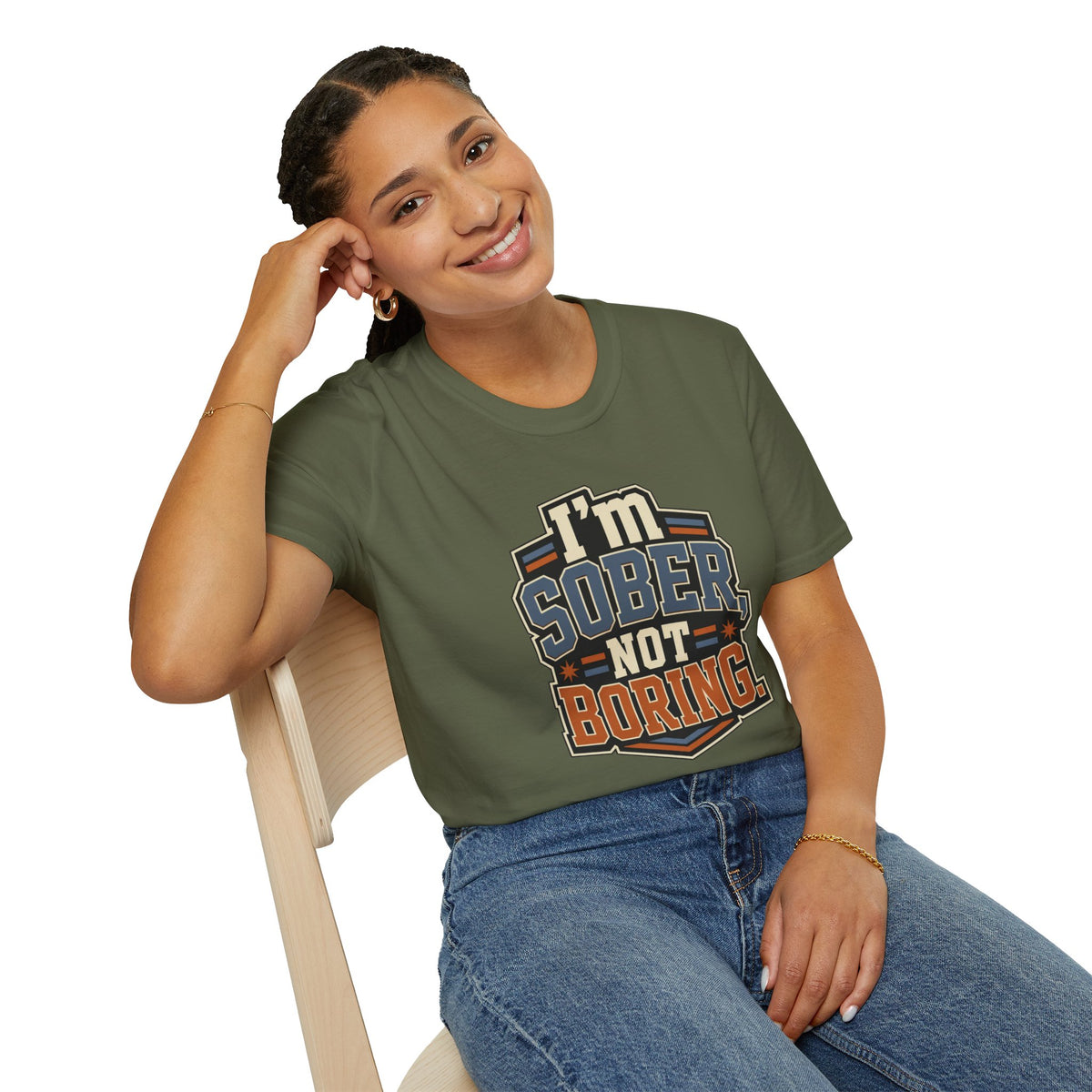 I'm Sober Not Boring T-Shirt — Funny Recovery & Sober Living Tee