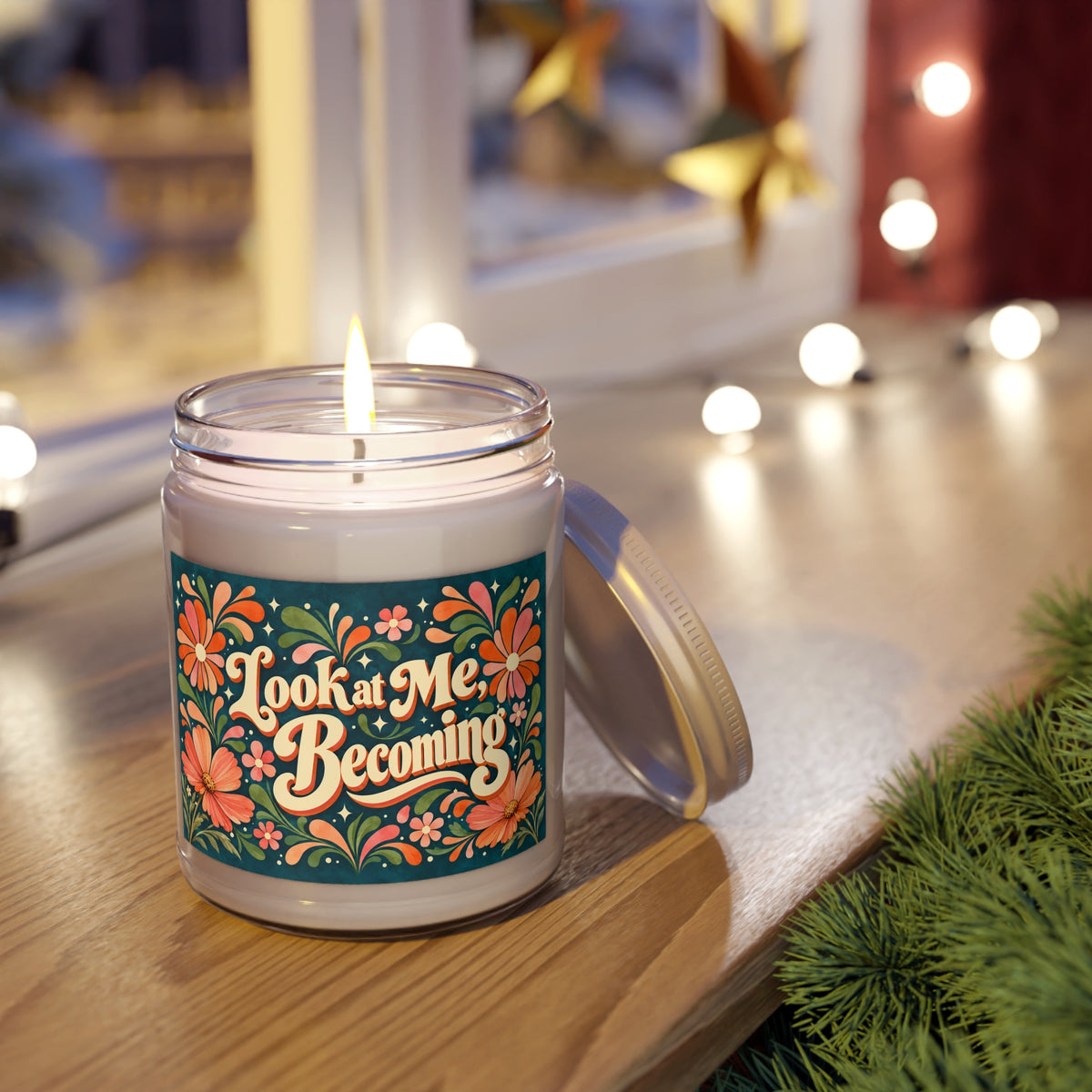 Look at Me Becoming Candle | Self Growth Gift | Retro Floral Candle | Positive Affirmation Gift | Self Love Decor