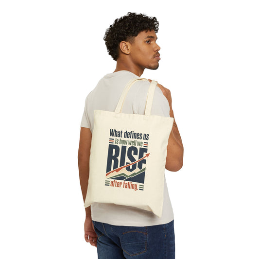 Rise After Falling Canvas Tote - Inspirational Motivational Quote Bag
