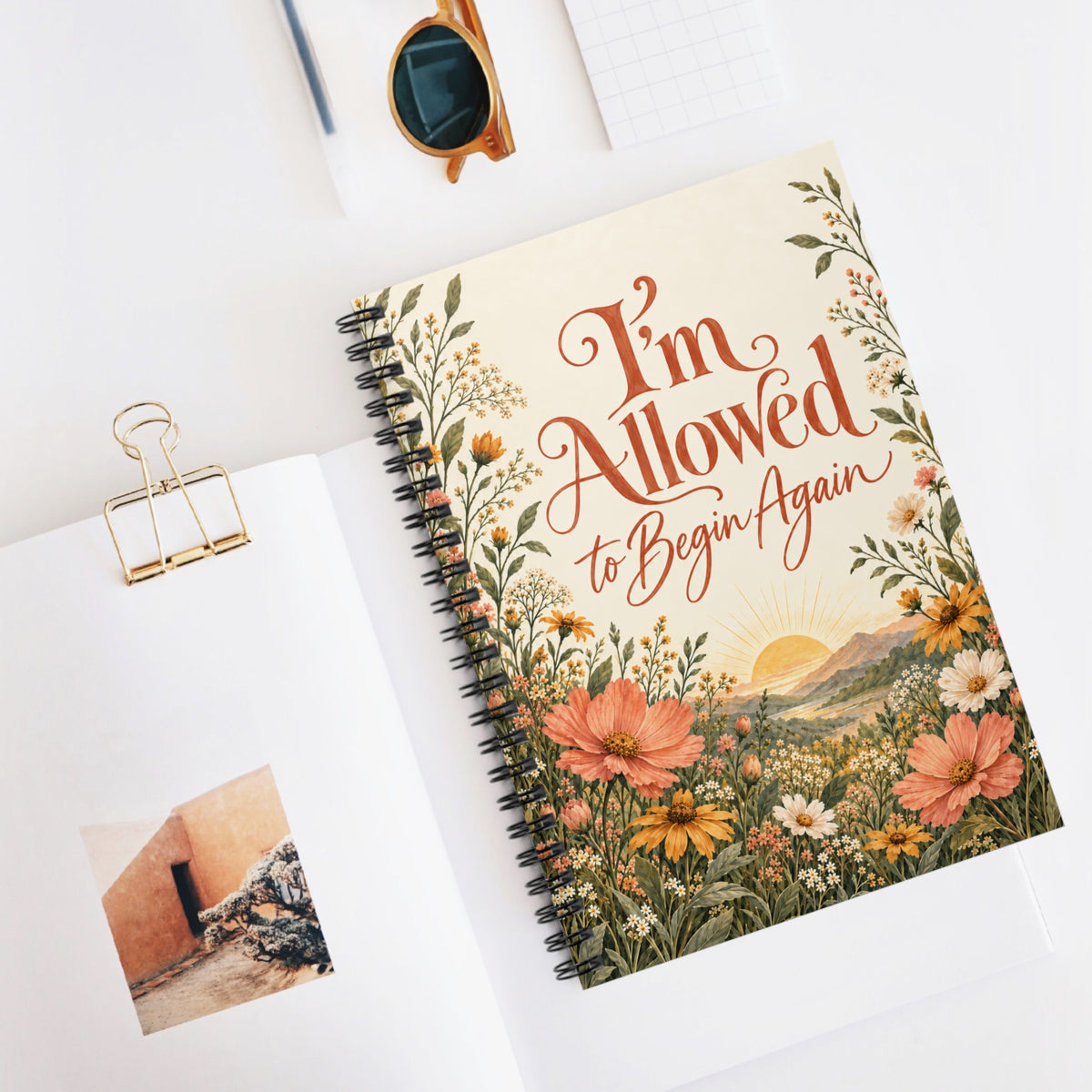 I'm Allowed to Begin Again Spiral Notebook — Floral Inspirational Journal