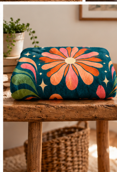 Look at Me, Becoming Sherpa Fleece Blanket — Retro Floral Inspirational Throw