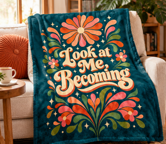 Look at Me, Becoming Sherpa Fleece Blanket — Retro Floral Inspirational Throw