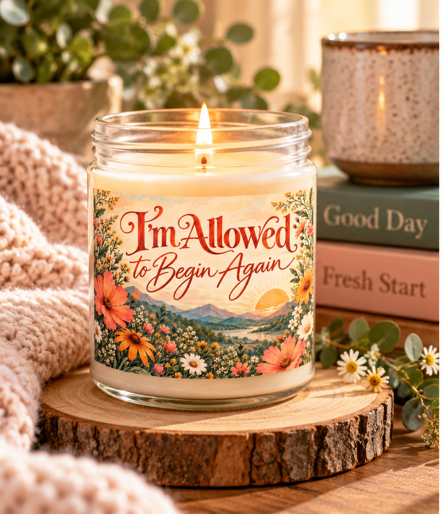 I'm Allowed to Begin Again Candle | Inspirational Gift | Self Care Candle | New Beginnings Gift | Wildflower Decor