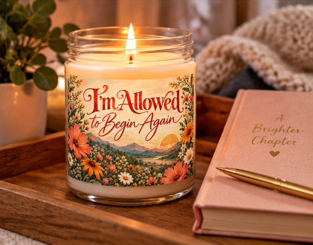 I'm Allowed to Begin Again Candle | Inspirational Gift | Self Care Candle | New Beginnings Gift | Wildflower Decor