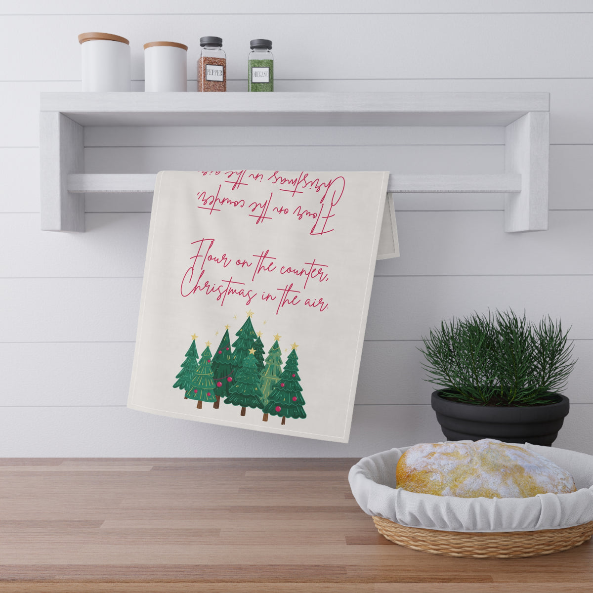 Flour on the Counter, Christmas in the Air | Holiday Tea Towel